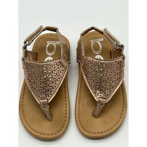 Bebe toddler girls’ dress up strappy sandals thongs rose gold metallic size 7